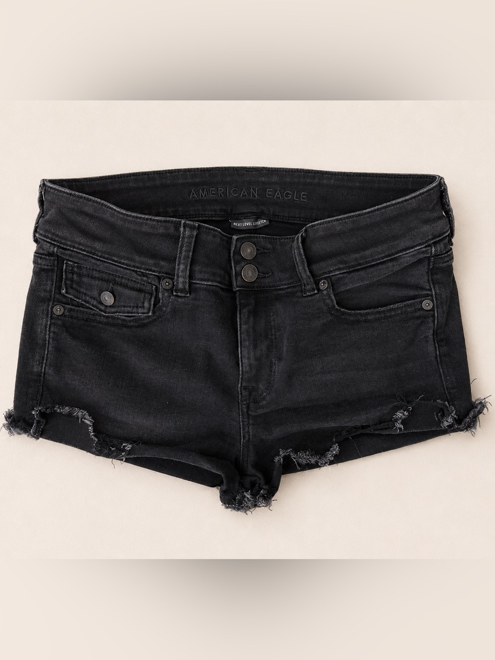 American Eagle Outfitters Black Distressed Denim Shorts